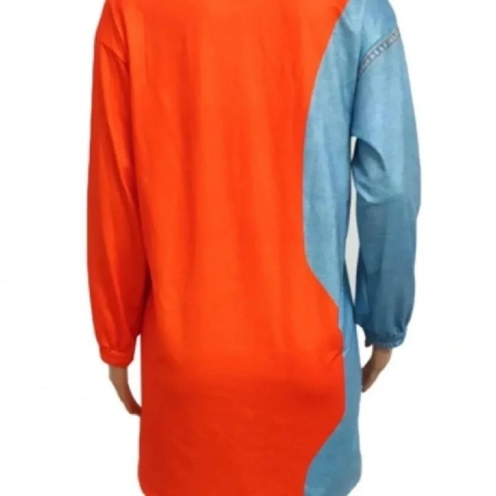Women Casual Contrast Mini Dress/Shirt Dress